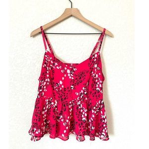 TORRID Large Pink, Leopard Print Sleeveless Peplum Top, Size 0